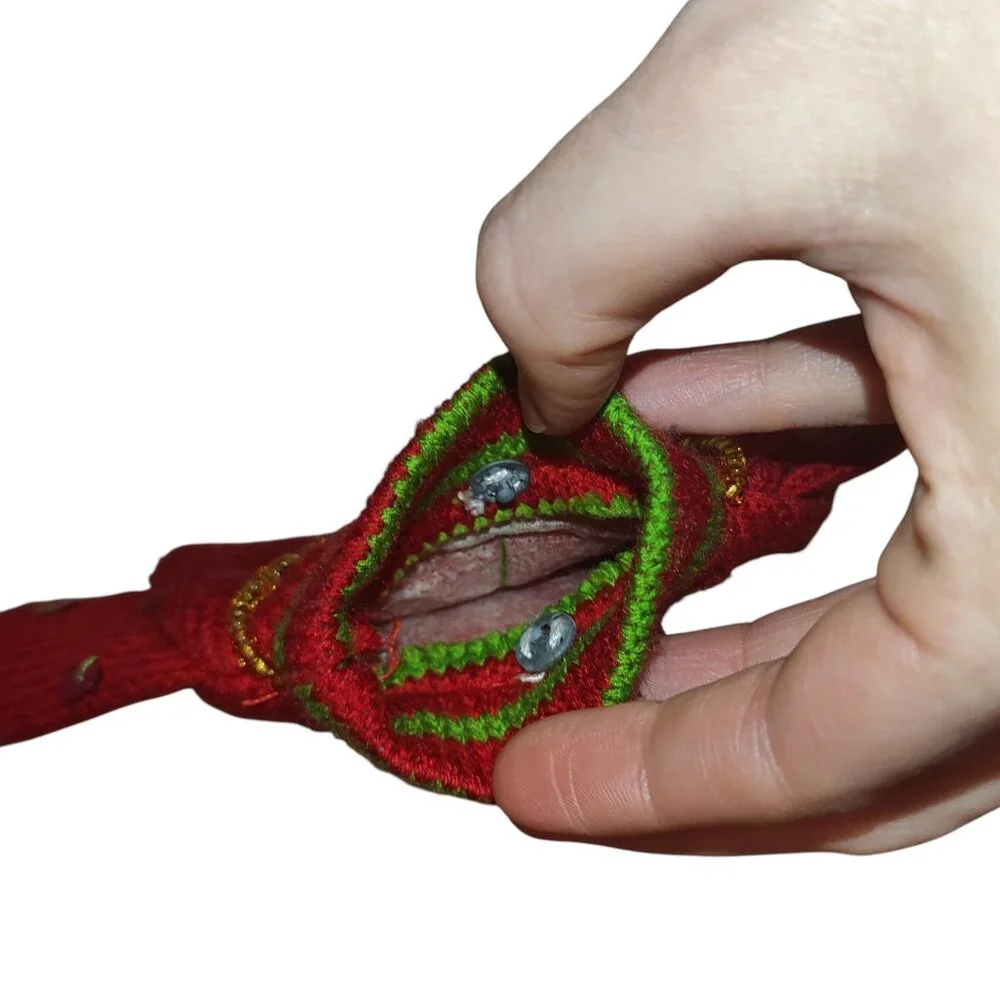 Small Sweater Shaped Purse Bag Red with Green, Orange, and Purple